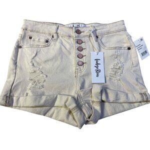 Indigo Rein Size 9 Distressed High Rise Denim Shorts Natural  Curvy